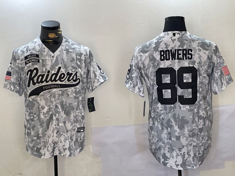 Men Oakland Raiders 89 Bowers Nike Arctic Camo 2024 Salute to Service Limited NFL Jersey style 4